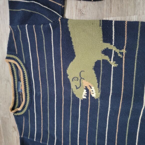 Tf Laurence Boys Crewneck Sweater Size 7 Dinosaur Novelty Print Knit - Picture 5 of 5